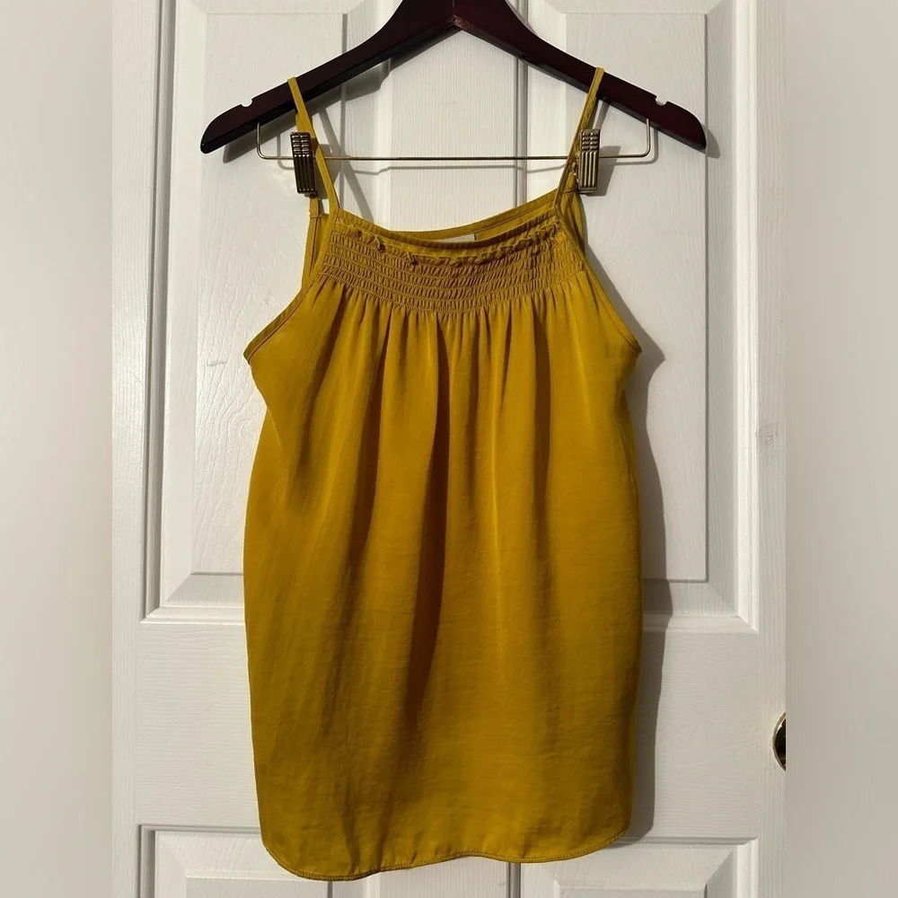 SATURDAY SUNDAY Anthropologie Maurecia Smocked Tank Goldenrod Adjustable Strap S